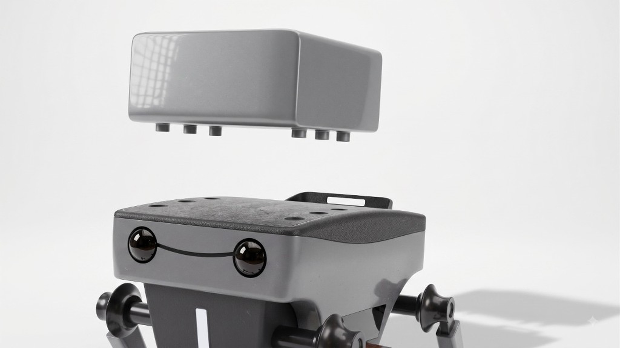 ONYU modular chassis with LEGO-like attachment studs docking a cargo module.
