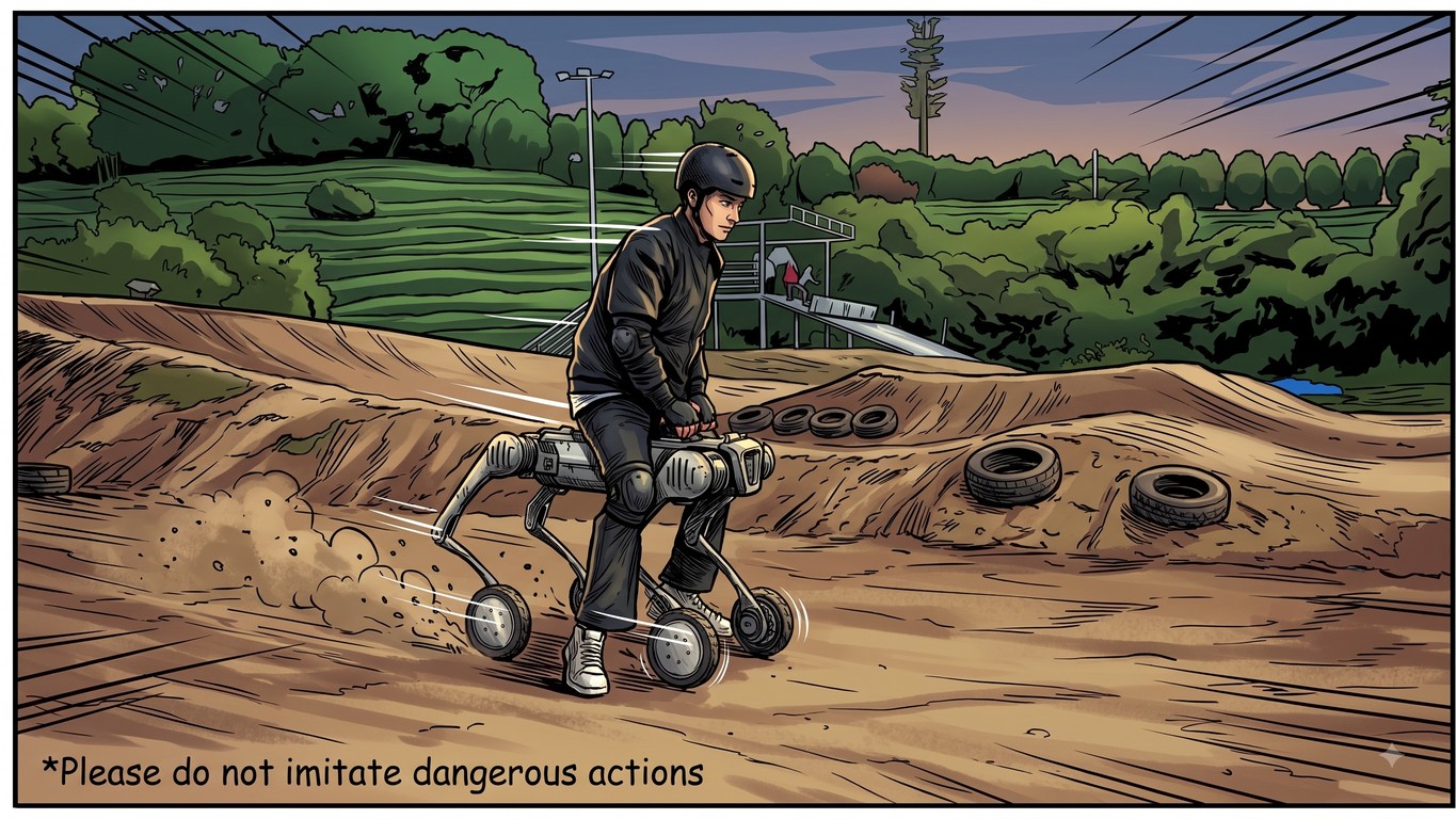 Intimidating industrial quadruped robot on a street.