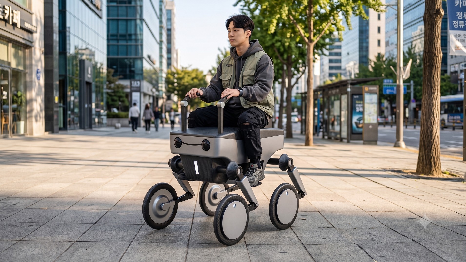 ONYU in mobility mode with seat and handlebar for riding.